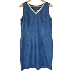Retro 90s Friction denim sheath dress‎